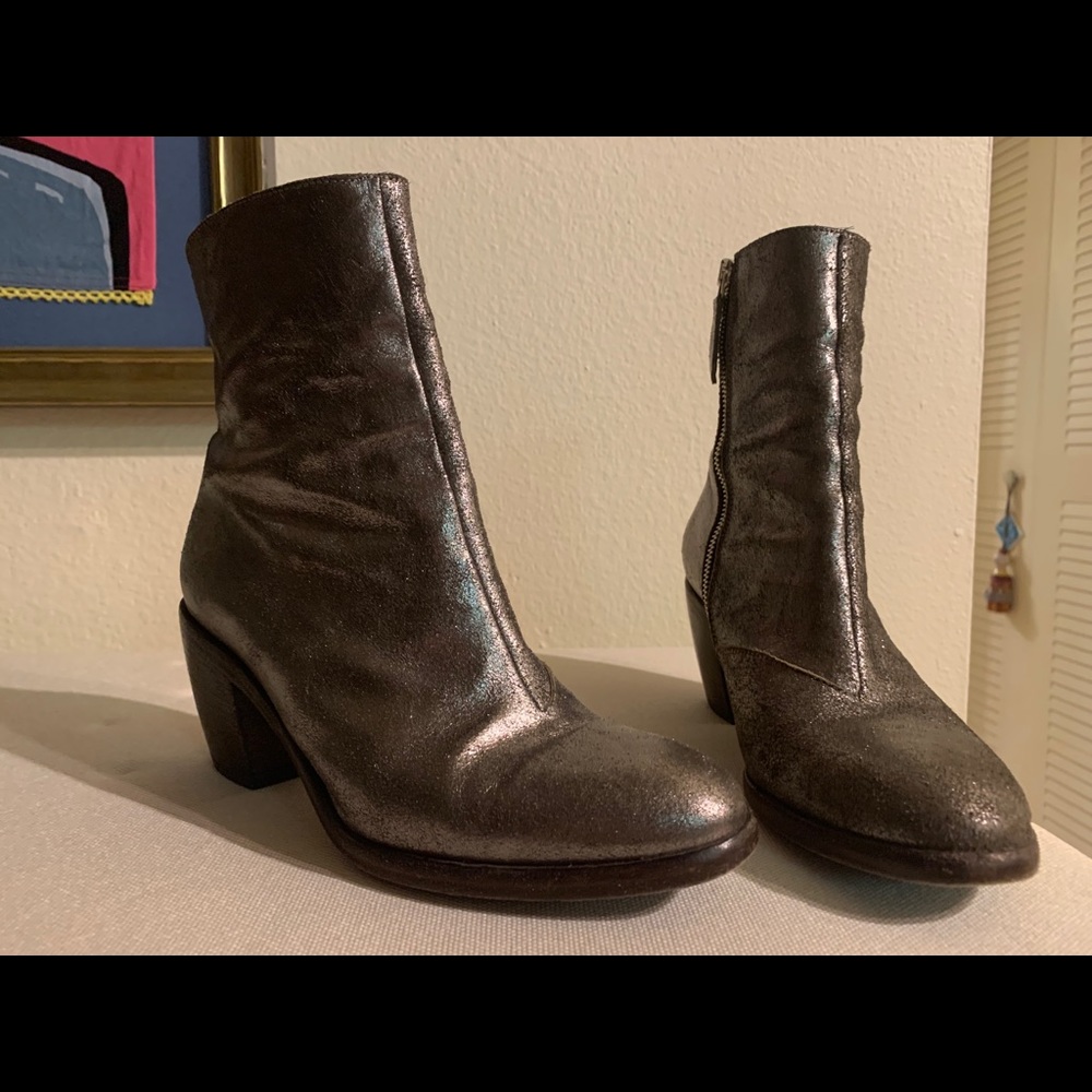 Ernesto Dolani Burnt Silver Booties With Zipper Size 37 - Picture 2 of 5